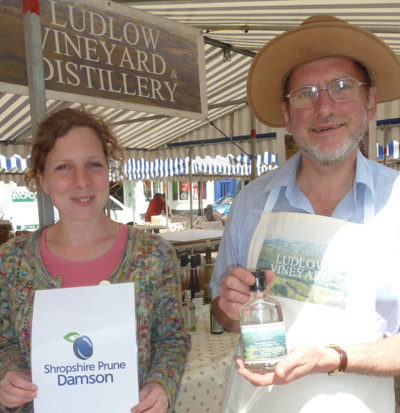 Ludlow Vineyard Distillery showing off gin made with the shropshire prune